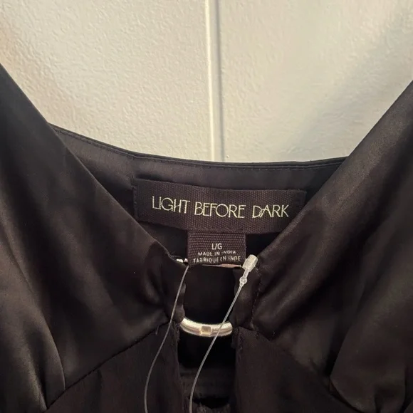 NWT Black Asymmetrical Ruffle Slip Mini Dress Size L Y2K Date Night Glam - Picture 7 of 10